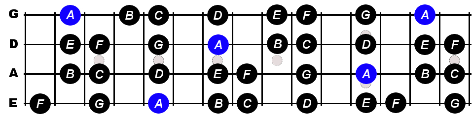 A Minor Scale For Bass - Constantine Guitars